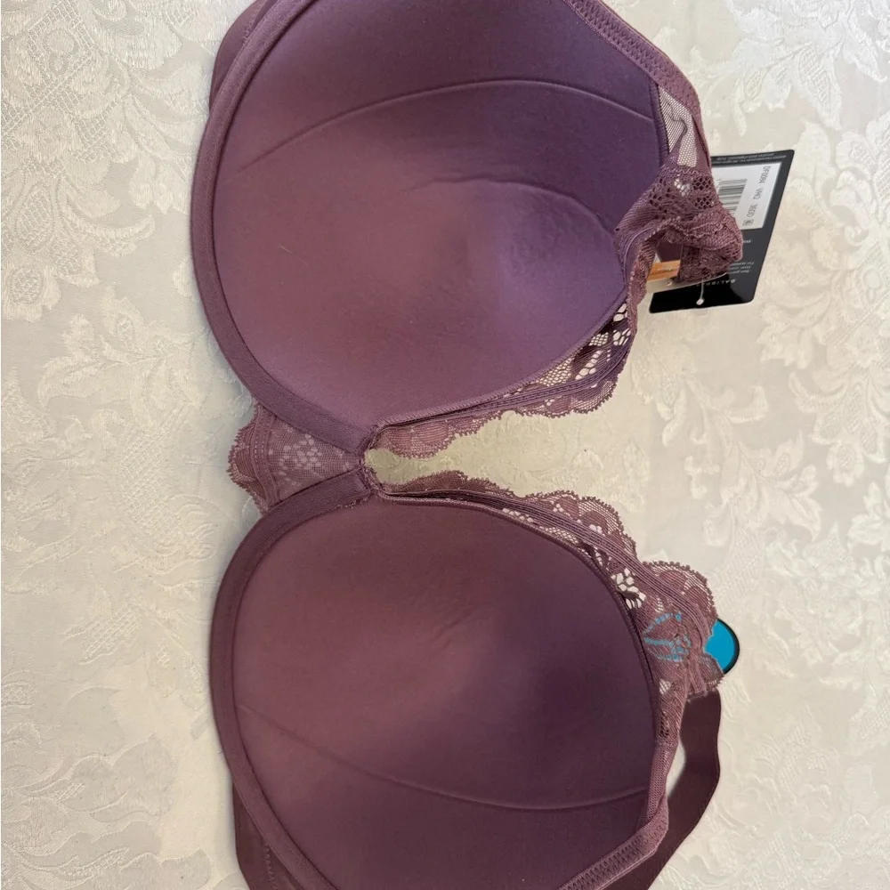 Bali Bra Size 36DD‎ One Smooth U Comfort Stretch Lace Underwire Bra Purple New